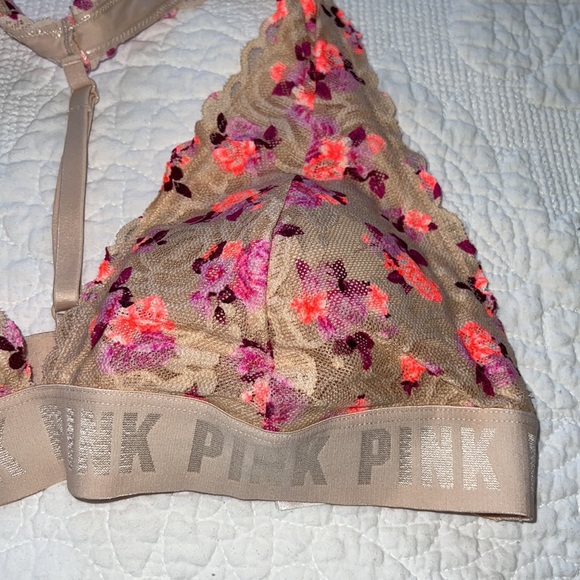 PINK Flower Print Lightly Lined Bra - Picture 2 of 7